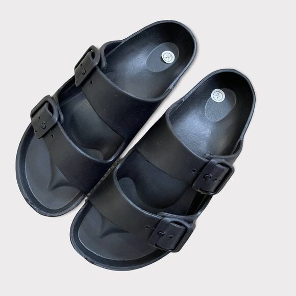 Truffle Collection "Black Eva" Rubber Open Toe Sandals Slides Women Size 6.5 -37 - Picture 2 of 7